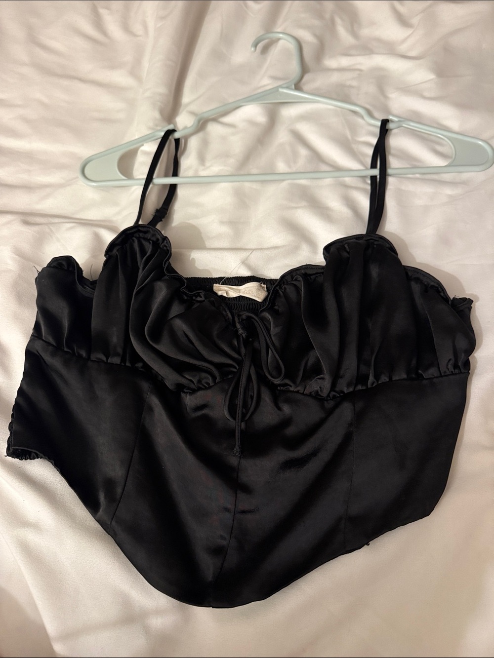 Altar'd State Black Satin Bustier Crop Top